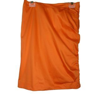 Eccoci Orange Ruched Pencil Skirt Size 2 Lined Carlisle Academia